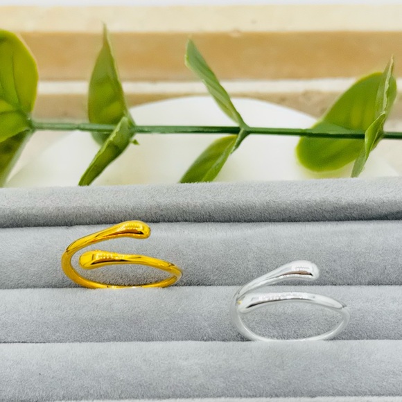 925 Sterling Silver Waterdrop Design Open Ring, Unisex Hand Accessory. - Picture 2 of 16